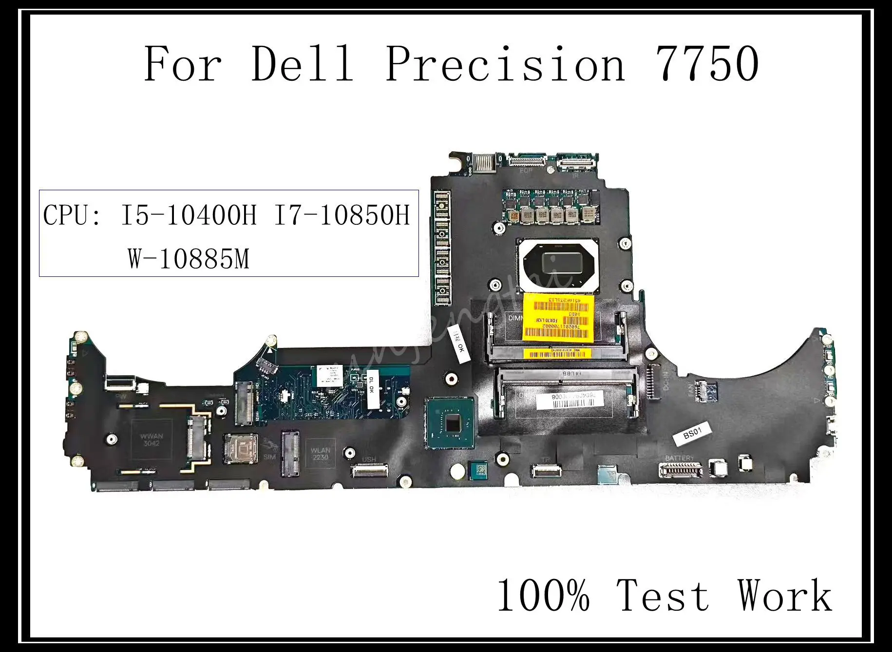 For Dell Precision 7750 Laptop Motherboard LA-J181P DDR4 RAM With i5 i7 W CPU 100% Test Work