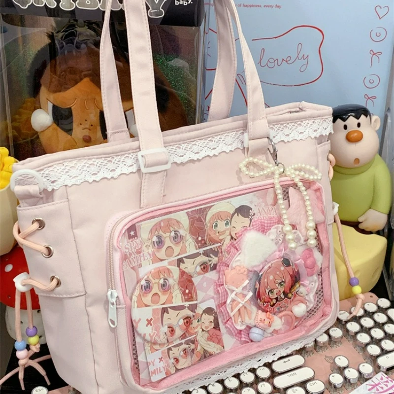 

Сумка-тоут с аниме-принтом и ручками, большая вместимость, милый дизайн, удобная и универсальная, повседневная сумка для хранения