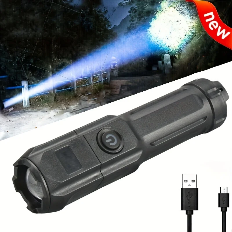 

1/2pc Strong Light Zoom Flashlight, Outdoor Multifunctional Portable Household Small Flashlight, Telescopic Zoomable Lighting