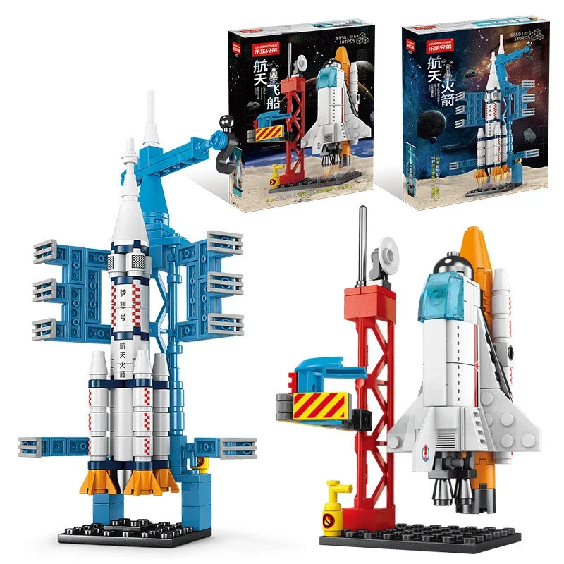 107 pz fai da te Building Blocks Space Rocket Craft Launch Center Base Puzzle modello assemblaggio mattoni piccolo Set educazione ragazzi giocattolo