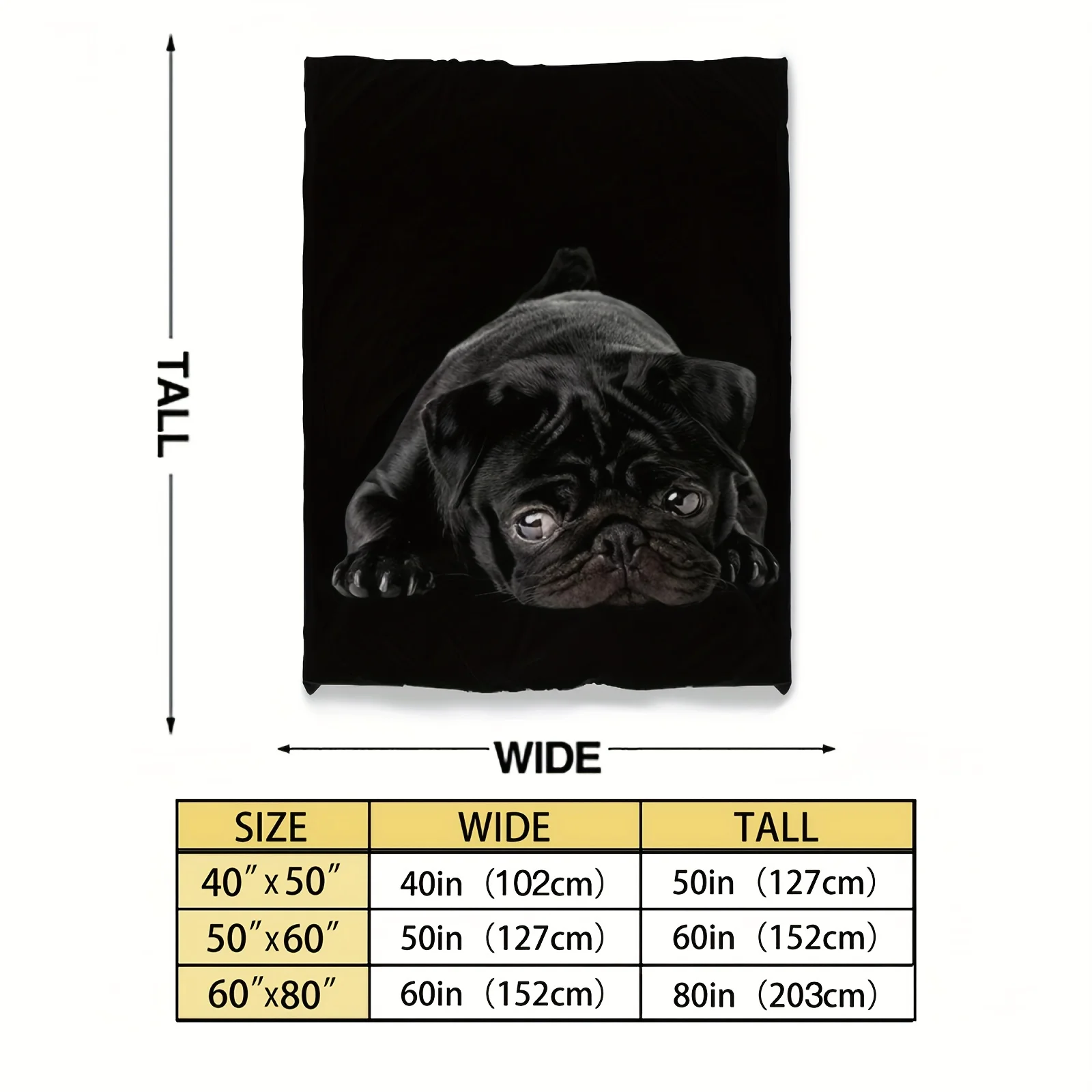 1pc Dog Printed Blanket Cute Pug Flannel Blanket 3D Animal Theme Plush Blanket For Sofa Bed Couch Room Decor