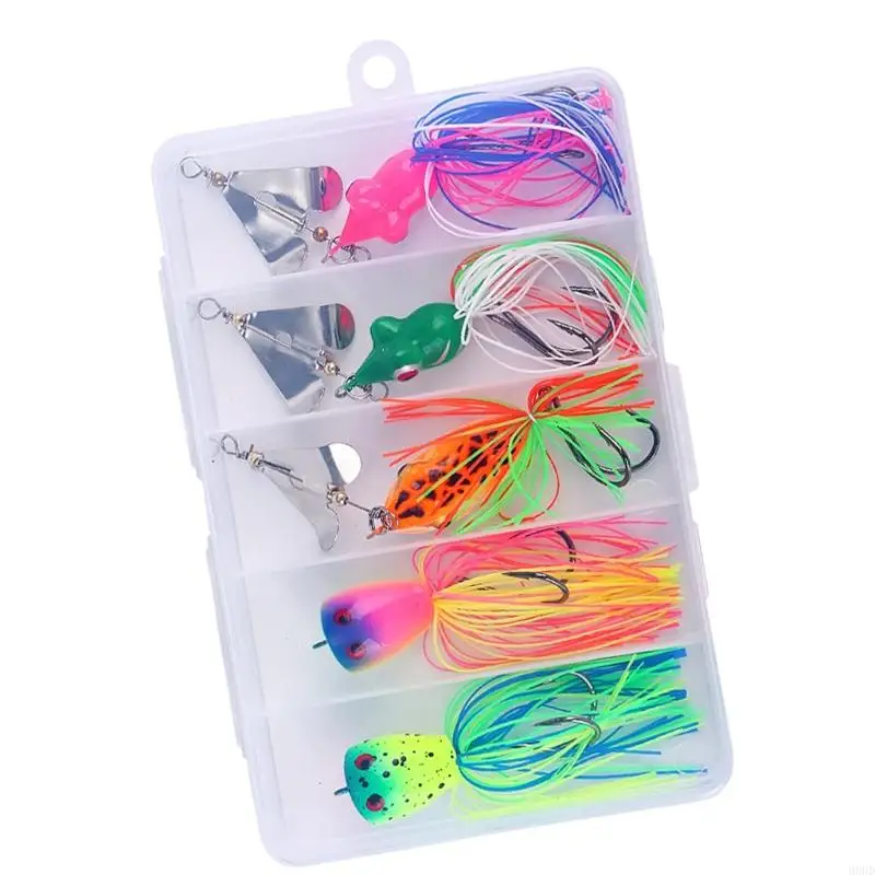 5Pcs Rotierenden Angeln Lockt Spinner Köder Harte Metall Haken Spinner Köder Frösche Swimbait Jig Locken Spinnerbait Dauerhafte – Detail 10