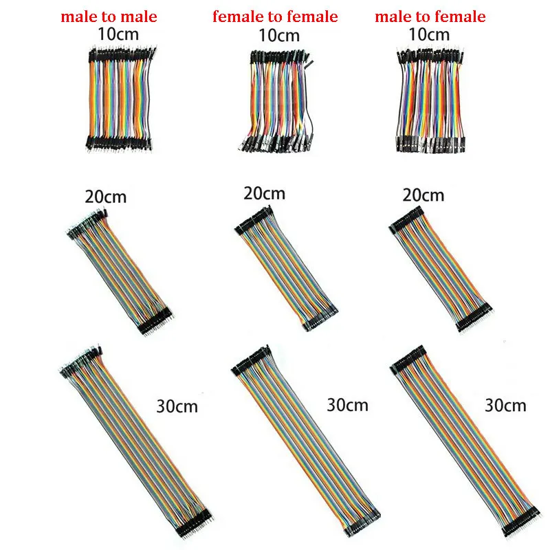 

Dupont Line 10/15/20/30cm Male To Male Female To Female Male To FeMale Jumper Wire Dupont Cable for Arduino DIY KIT 40Pin 2.54mm