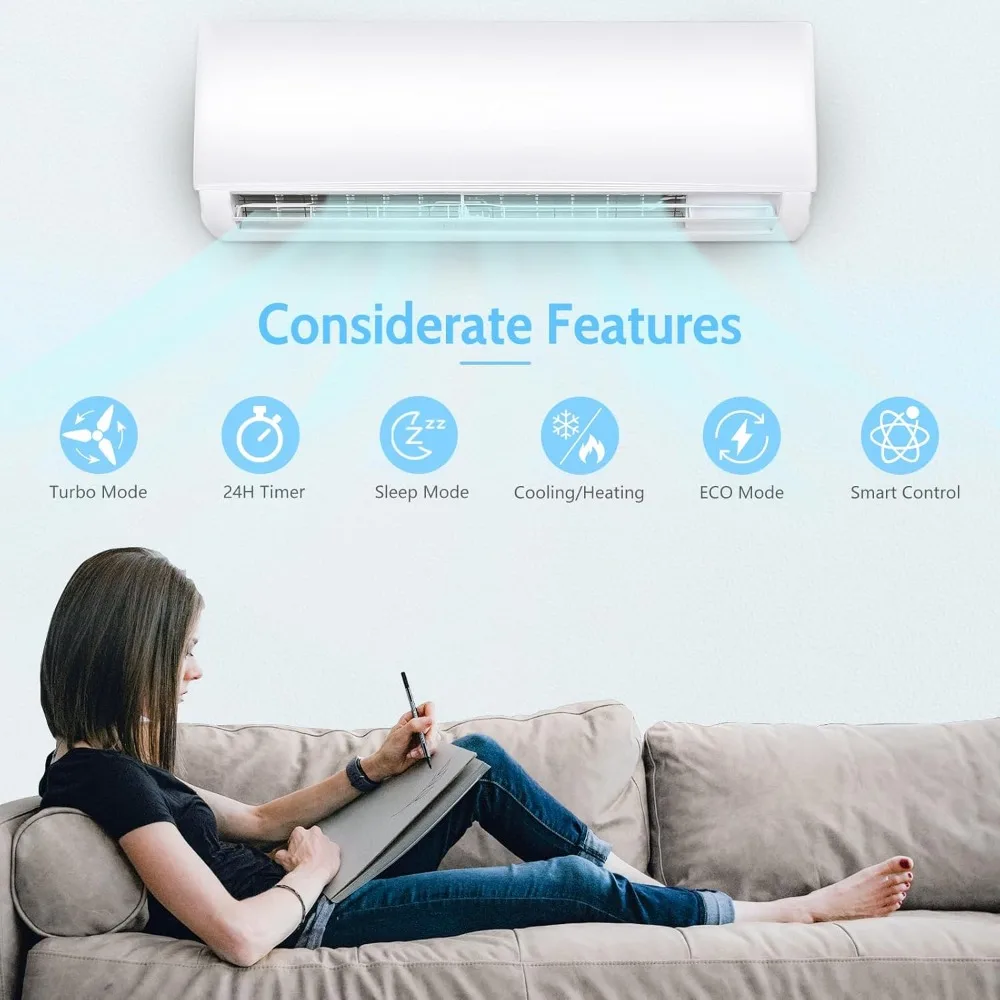 9,000 BTU Mini Split Air Conditioner&Heater,19SEER2 115V Split AC Unit Ductless Inverter System with Heat Pump,Installation Kits