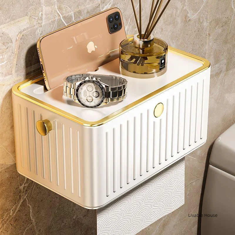 Stainless steel toilet tissue box, toilet paper drawer, wall mounted toilet paper box, non perforated toilet paper storage rack