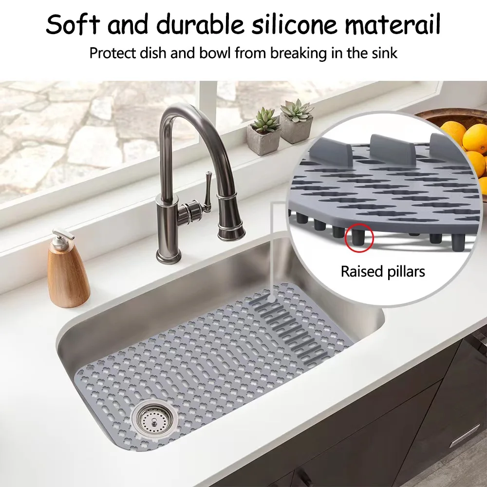 Large Silicone Sink Protector Bar Insulation Pad Silicone Sink Pad Anti-collision and Anti-skid Pool Pad