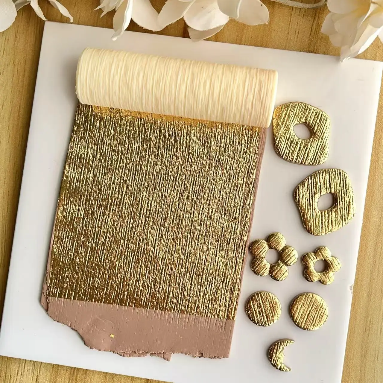 Rolo de textura perfeita de argila de polímero metálico para ferramentas artesanais de plástico para brincos DIY e fabricação de joias