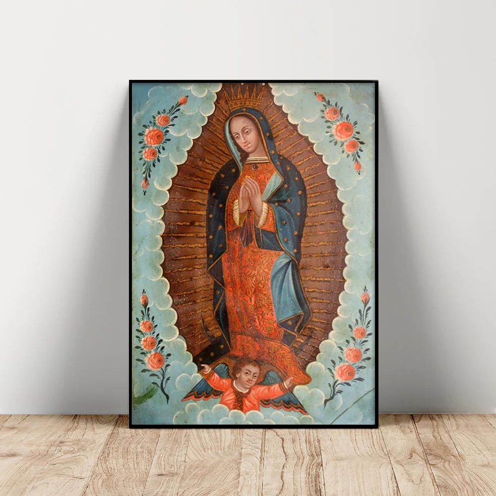 Our Lady Of Guadalupe Print Art Poster Mexican Virgin Mary Canvas Painting Religion Wall Picture Decor