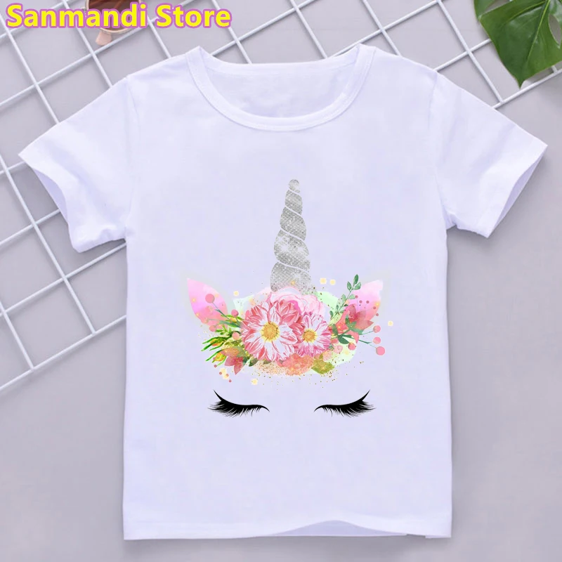 New Childen'S Clothing Funny Unicorn Tshirt Girls Kids Clothes Rainbow Angel Wings T Shirt Girls Summer Top Short Sleeve T-Shirt