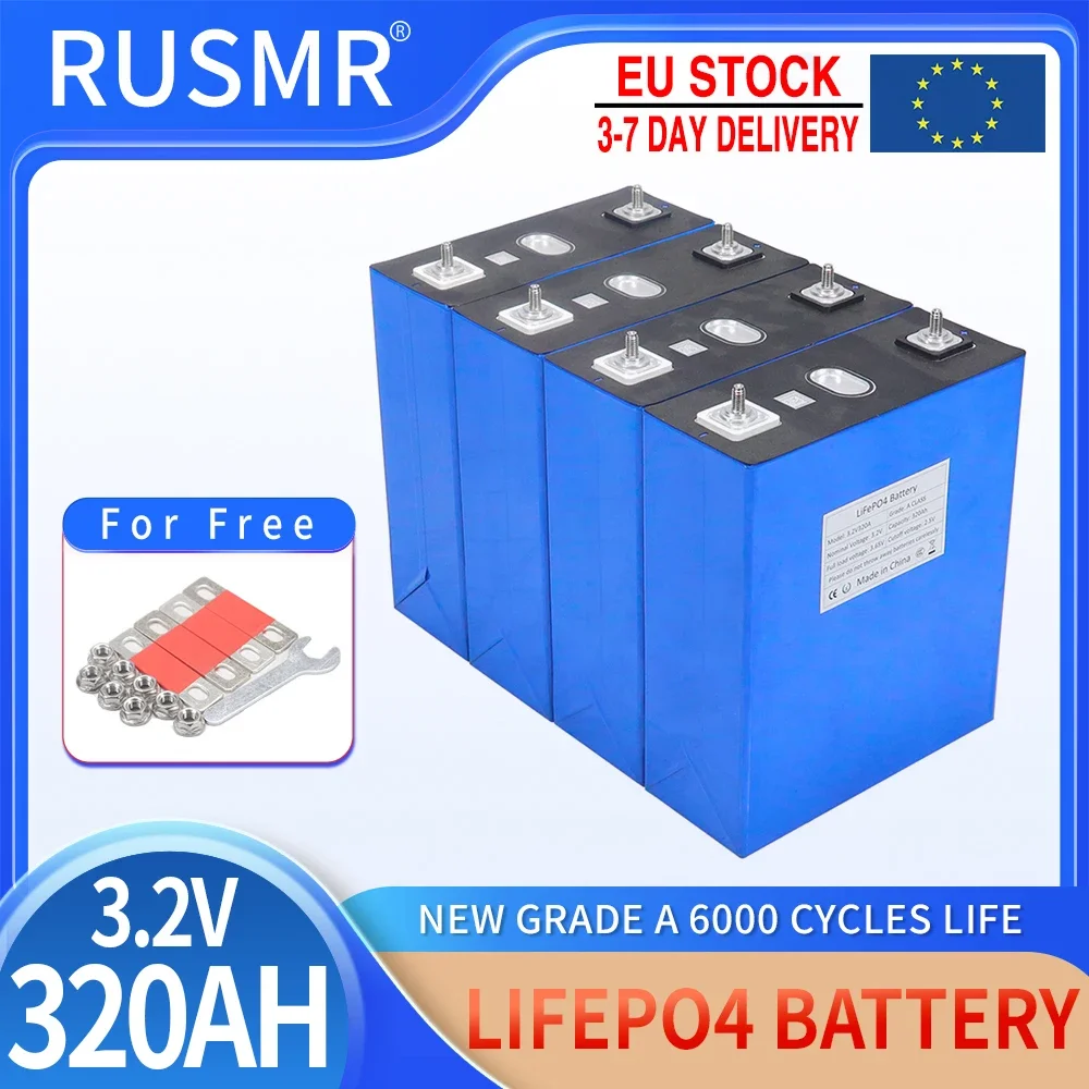 Brand New 3.2V Lifepo4 320Ah Battery 1-16PCS DIY 12V 24V 36V 48V High Capacity Cell Grade A Lifepo4 Battery RV With Busbars