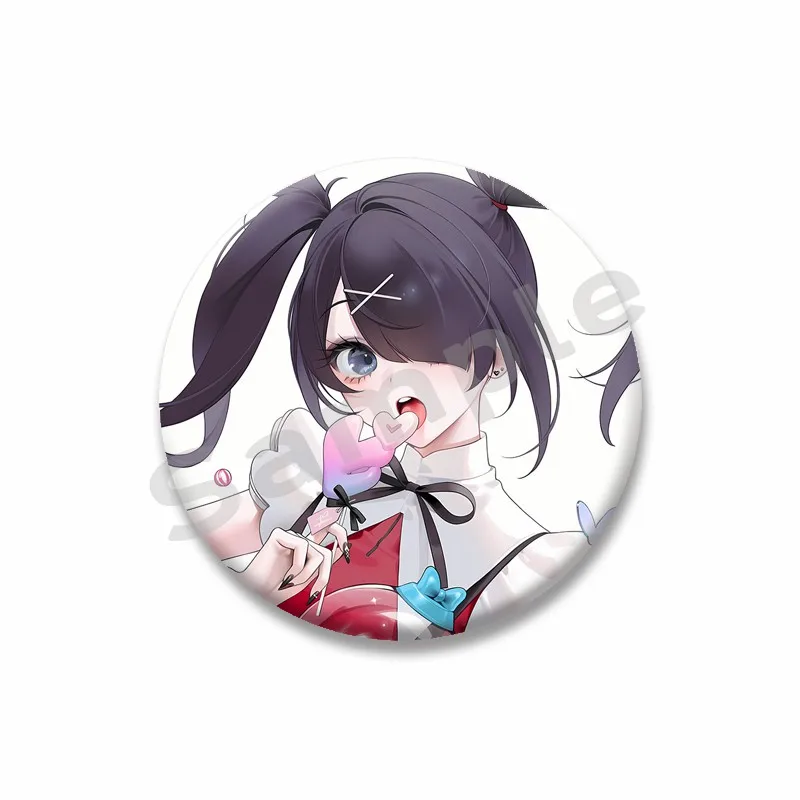 Cool Pink Needy Girl Lapel Pin Kangel Ame Chan Cartoon Badge Tinplate Round Brooch DIY Hat Backpack Accessories Game Fans Gifts