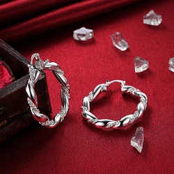 Pendientes de aro de Plata de Ley 925 para mujer, joyería de moda para fiesta, boda, elegante, Retro, pendientes circulares, regalo de Navidad
