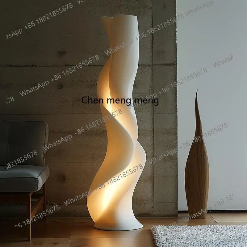 

Modern simple living room floor lamp cream log wind edge lamp decoration French study bedroom