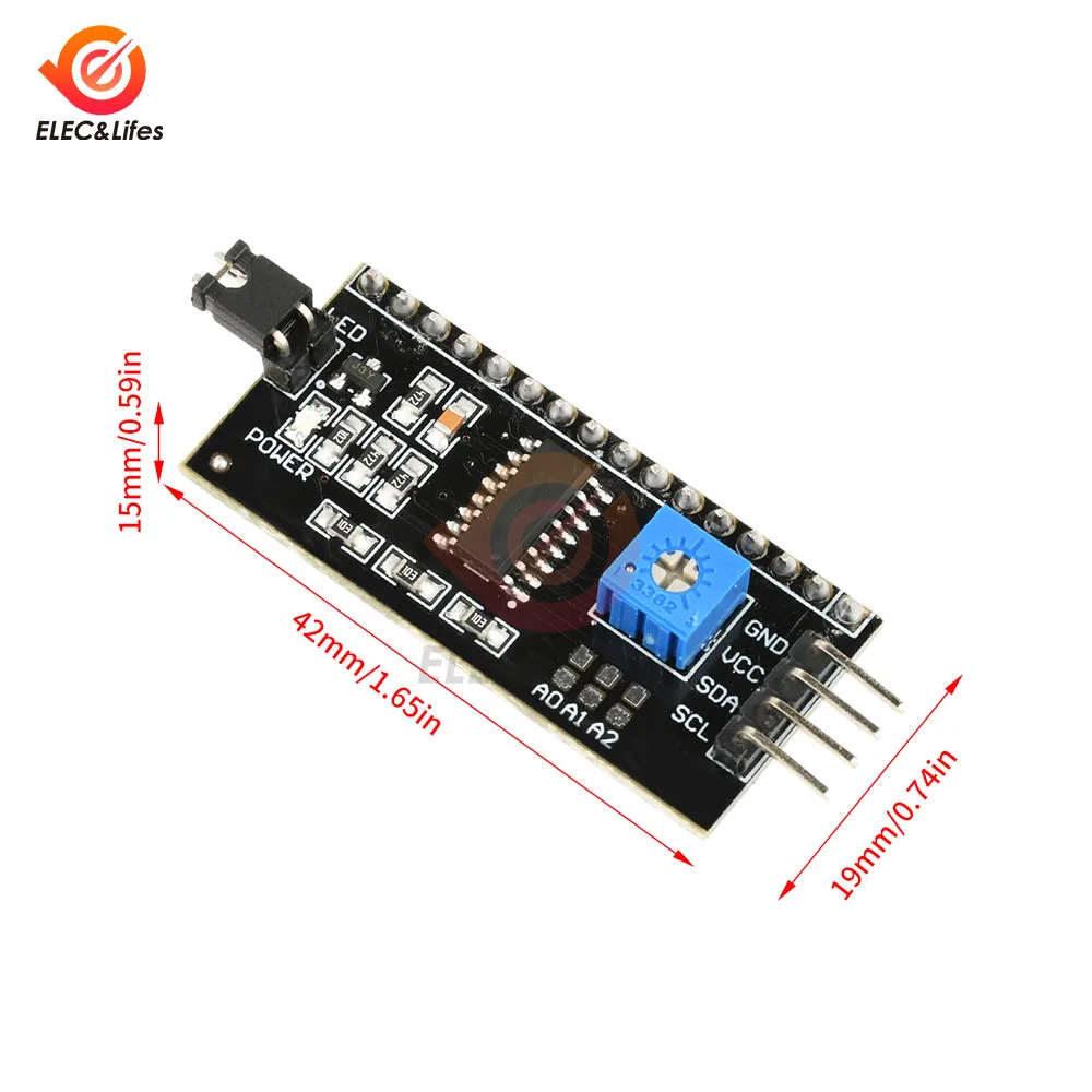 5pcs IIC I2C 인터페이스 보드 포트 1602 2004 LCD LCD1602 어댑터 플레이트 LCD 어댑터 변환기 모듈 PCF8574 DC 3-6V