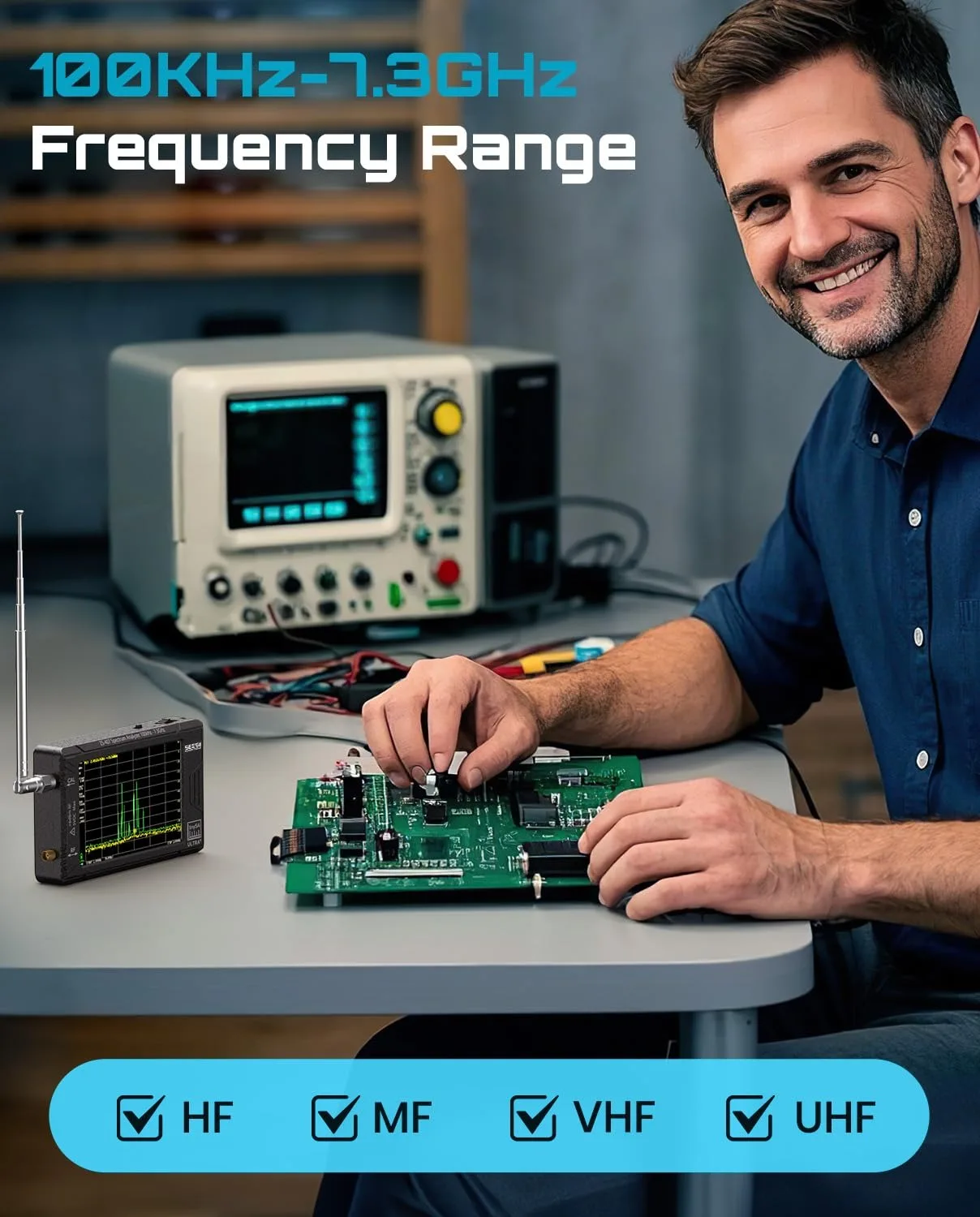 SEESII ZS407 TinySA Ultra+ Spectrum Analyzer HW V0.5.4 4.0 Inch 100kHz-7.3GHz Tinysa Handheld Frequency Analyzer 2-in-1 RF Signal Generator 100kHz to 900MHz