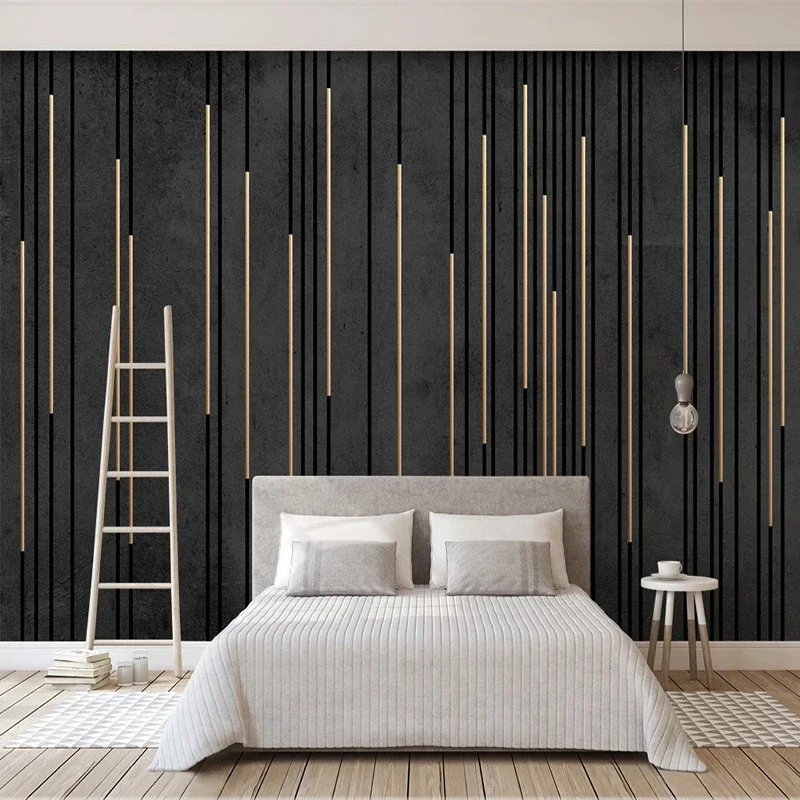 Custom 3D Wallpaper Black Marble Stripe Mural Modern 3D Bedroom Living Room Sofa TV Background Wall Fresco Wallpapers Home Decor