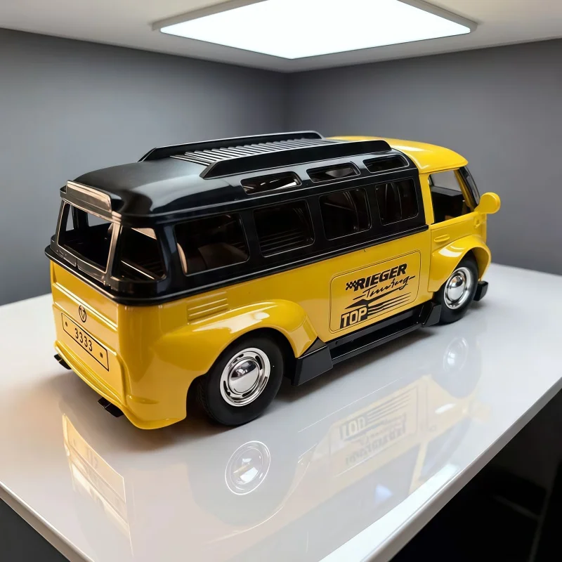 1:36 Vintage-Stil Legierungsbusmodell, modifizierter Simulations-Van, öffnende Türen, statisches Ausstellungsstück, Sammlerstück, Dekoration – Detail 6