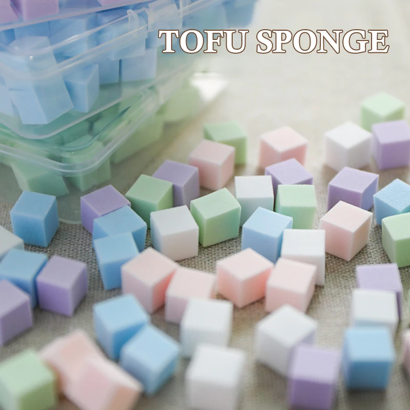 100 pçs/caixa esponja da arte do prego com clipe de garra esponjas macias macaron cor ferramentas stamper da arte do prego ferramentas pinça esponja