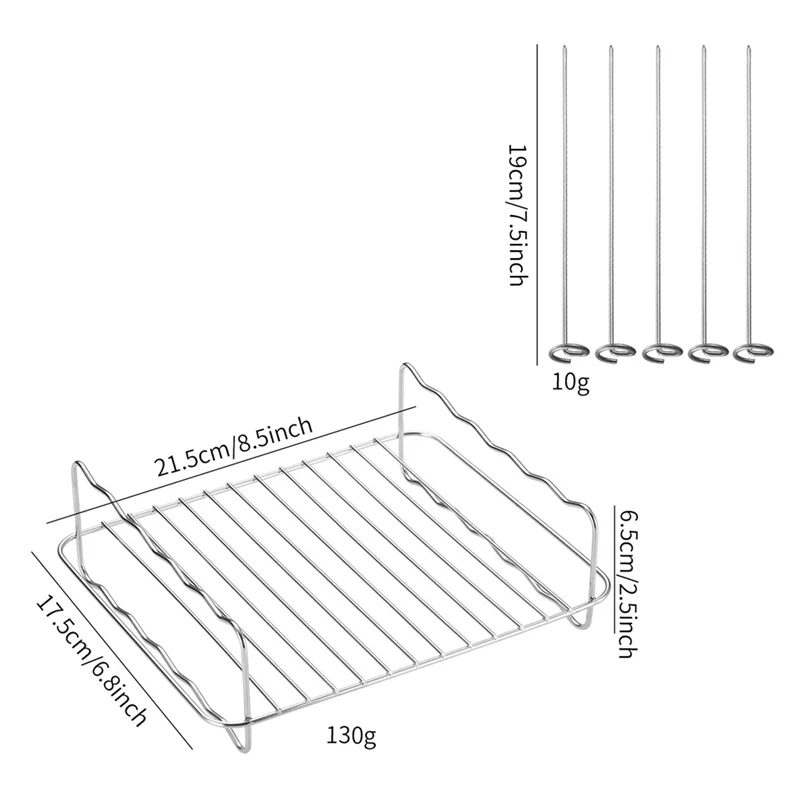 A59E- رف شواء من الفولاذ المقاوم للصدأ رف باخرة لـ Ninja Foodi سلسلة طباخ مزدوج ملحقات Airfryer رف شواء مستطيل