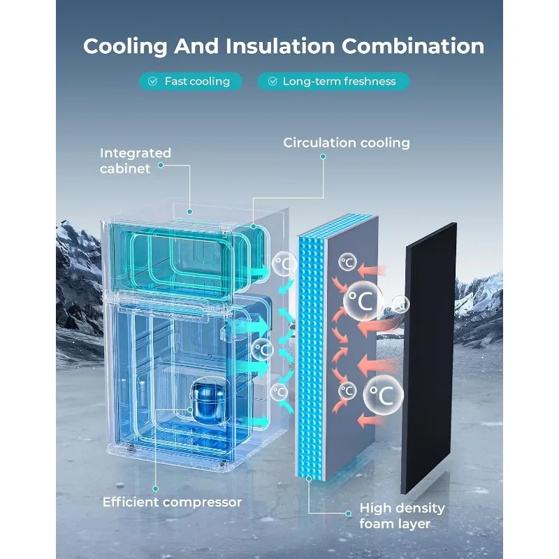 Mini refrigerator with freezer, 3.2Cu. Ft Mini refrigerator, 2 doors, for food storage or cooling drinks