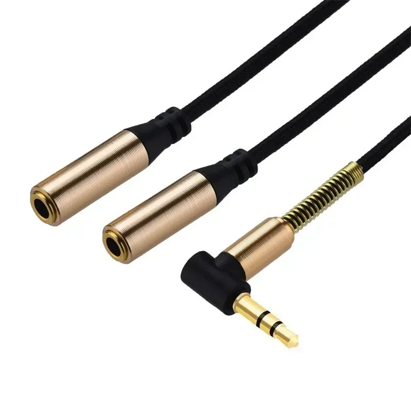 High Quality 3.5mm 1 To 2 Dual Y Audio Headset Jack Splitter Share Cable Adapter Golden Connector Earpiece for Earphone Headphon