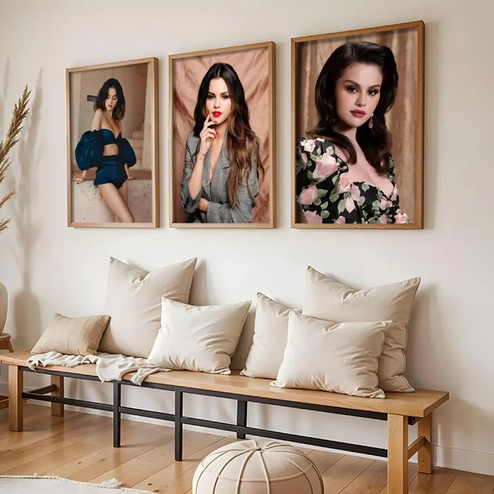 S-Selena M-Marie Gomez Poster Stickers HD Painting Self-Adhesive Art for Bedroom Living Room Home Decor Modern Wall Decals Gift