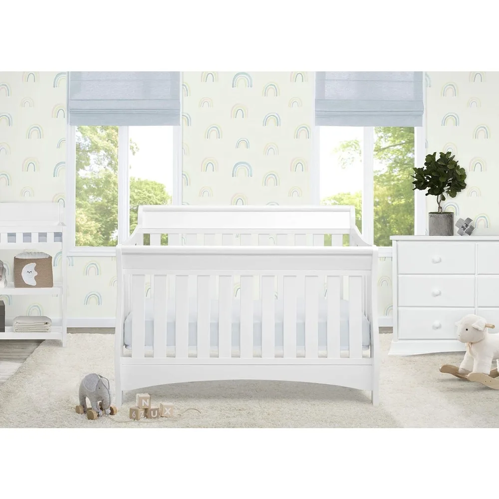 Delta Children Bentley S Series 4-in-1 Convertible Baby Crib, White