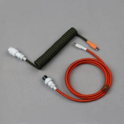 Type C to C Keyboard Cable Coiled for Tablet PC Double-Sleeved Wire with GX16 Detachable Aviator Connector