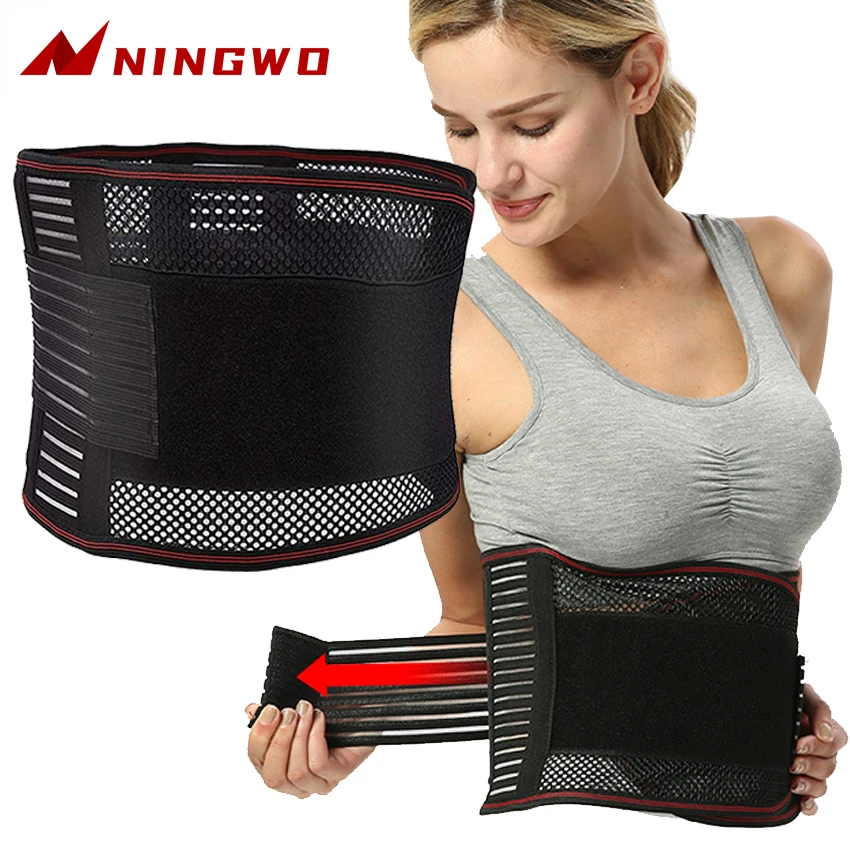 Back Brace Lumbar Support Belt,Sports Waist Support Belts 4 Steel Support Lumbar Brace Relief for Back Pain,Herniated Disc