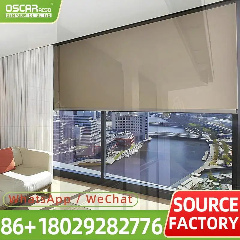 Motorized Outdoor Patio Sun Shade Screens with Side Track Zip System for Garden Terrace Rolling shutter