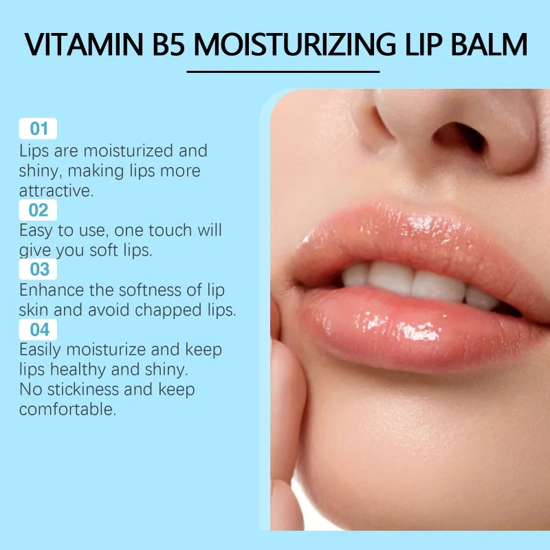 Vitamine B5 Hydraterende Lippenbalsem Reparatie Voeden Anti Cracking Verminderen Liplijnen Verwijderen Dode Huid Blijvende Hydraterende Lip Care