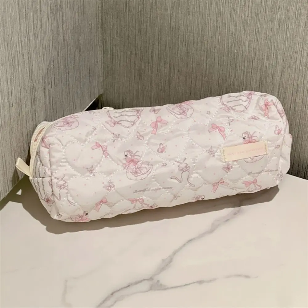 Estuche de Lápices Acolchado con Diseño de Cisne Rosa, Gran Capacidad, Cierre de Cremallera de una Sola Capa, Bolsa de Papelería Infantil, Estuche para Lápices con Lazo