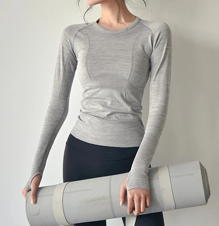 

Women's Yoga Sportswear Qui Dry Long Sve round Ne Training Fitn Clothes Profional Running Pilates Exercise Outfit