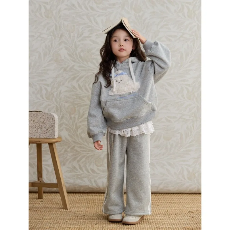 RAISE Herbst-Winter-Set für Mädchen, 2-teilig, mit Hunde-Motiv, Kinder-Hoodie, Sweatshirt, Fleece, warm, Junior-Mädchen-Hosen-Outfit – Detail 5