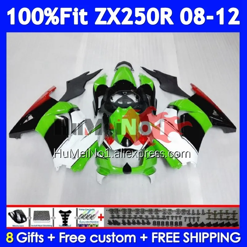 Body For KAWASAKI NINJA ZX250 ZX 250 Green black R 250R 08 09 10 11 12 231No.48 ZX250R ZX-250 2008 2009 2010 2011 2012 Fairing