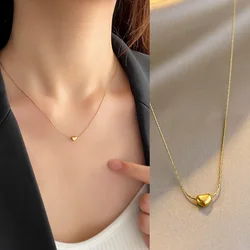 Stainless steel simple smooth heart pendant necklace Girl party jewelry birthday gift