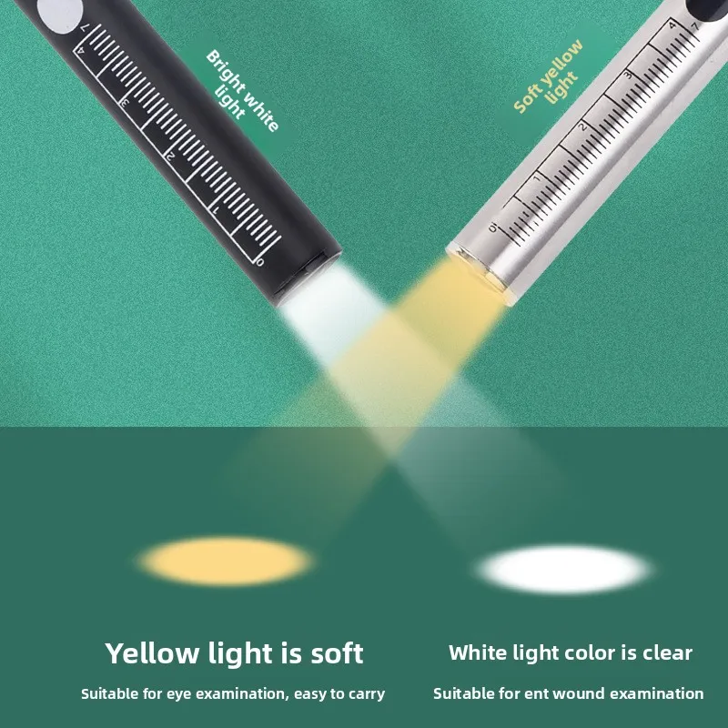 Pupil Pen Light Rechargeable LED Diagnostic Flashlight for ENT Eye Oral Exam with Ruler Gauge Clip
