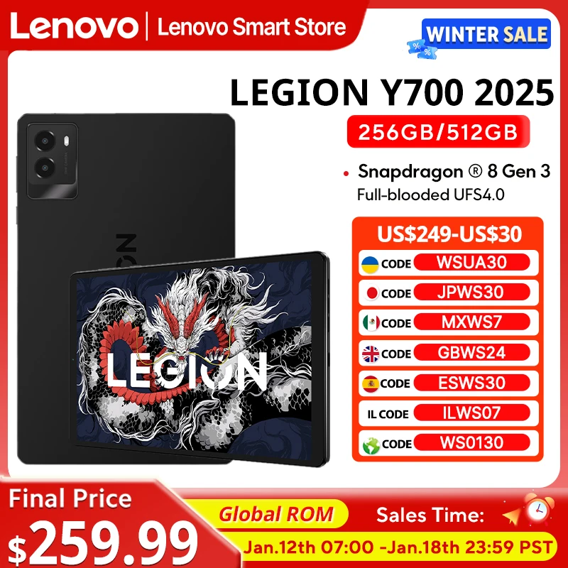 Lenovo LEGION Y700 2025 Tablet Global ROM Snapdragon 8 Gen 3 Octa Core 8,8 Polegadas 165Hz Display Android 6550mAh Pad PC