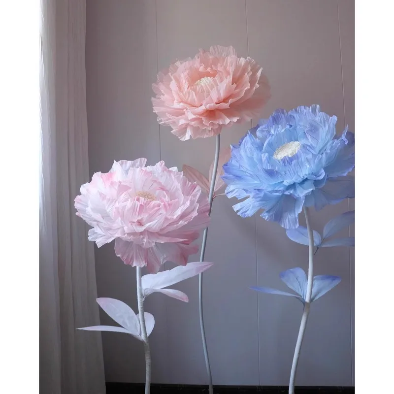 Pivoine géante en soie rose imperméable, fleur artificielle surdimensionnée pour mariage en extérieur, vitrine et accessoire photo tendance