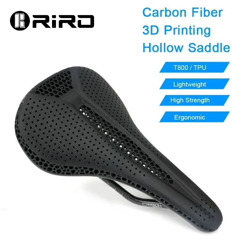 RIROX18 Carbon Fiber+TPU 3D Printing Surface Ultra-Light  Highway Bicycle Saddle  for MTB Bicycle Seat Accessories