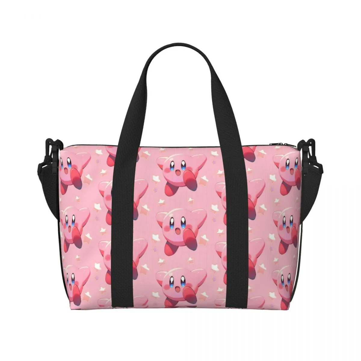 

Custom Large K-Kirbys Tote Bag for Women Retro Anime Fasion Game Shopper Shoulder Beach Gym Travel Bag