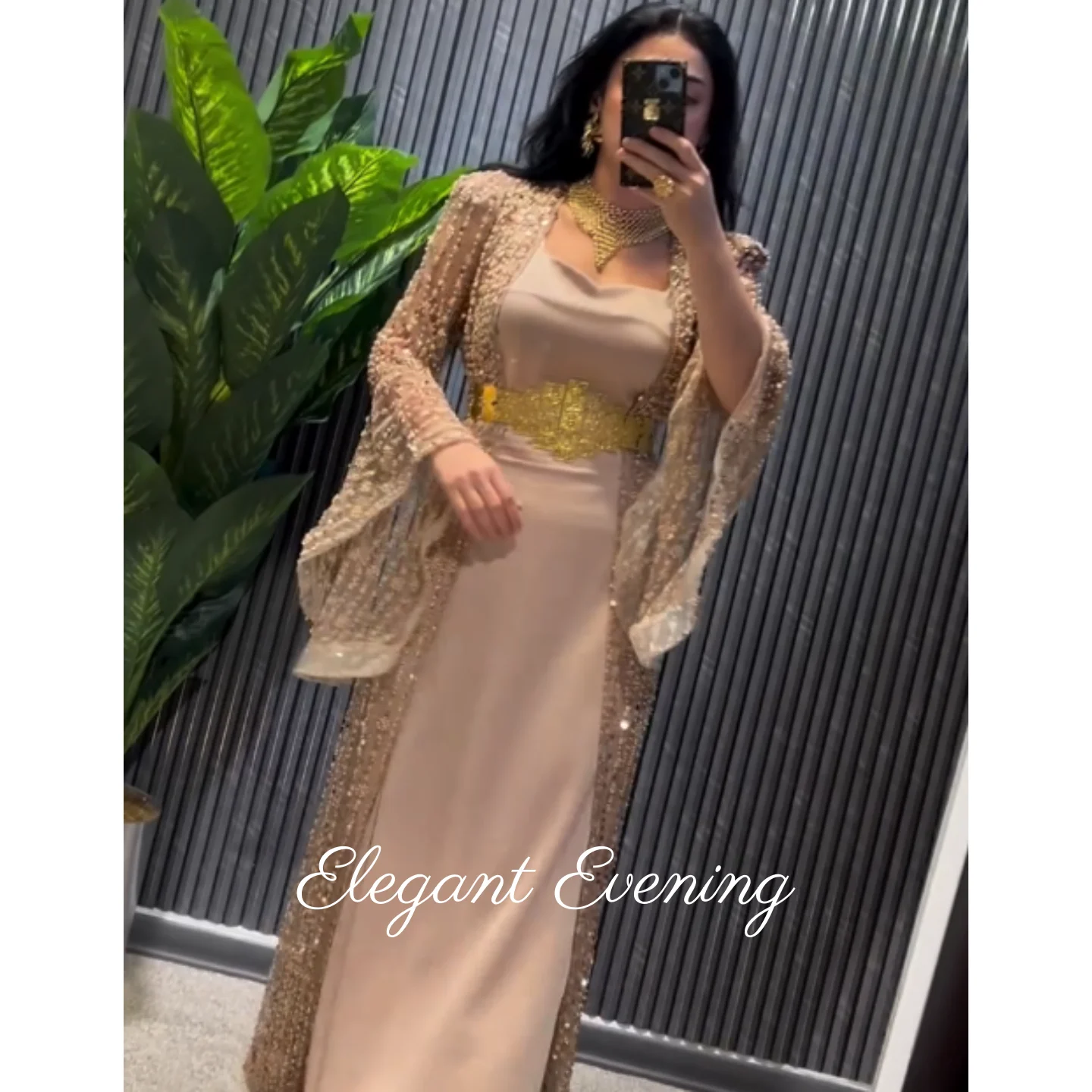 Purple Elegant Prom Dresses Square Neckline Long Sleeves Evening Party Dresses Sequins Beaded Wedding Guest Gowns Customized