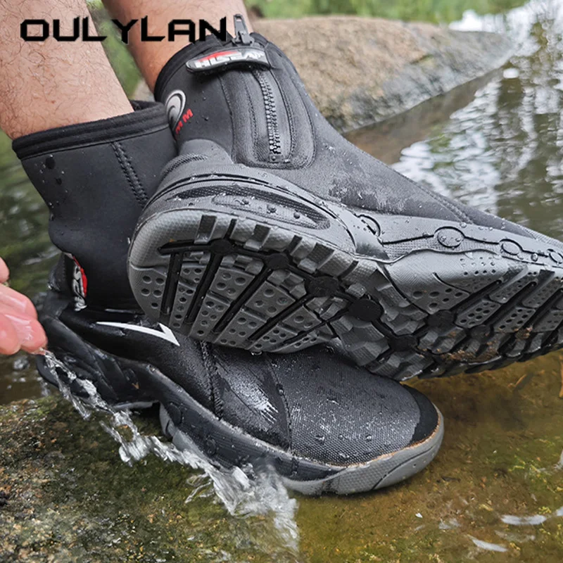 

Oulylan Unisex 5MM Neoprene Wetsuit Booties Non-slip Swimming Water Sports Shoes Waterproof Warm-keep Beach Outdoor Diving Boots