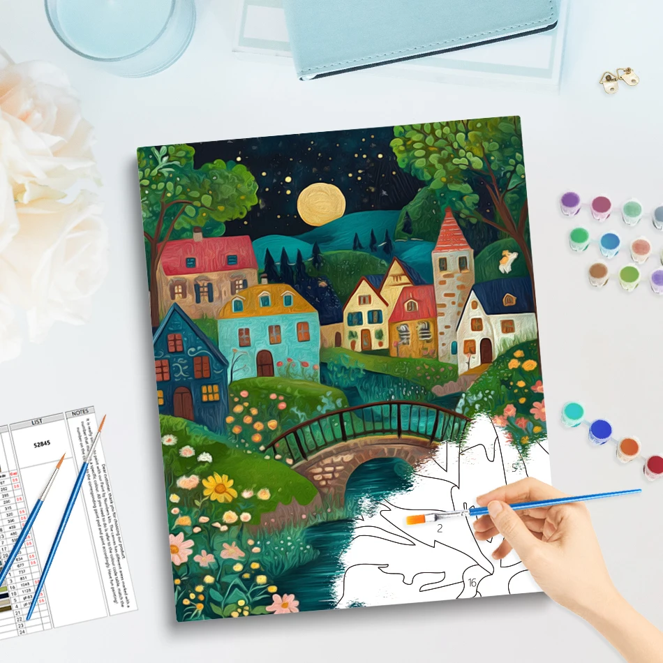 GATYZTORY-Paint By Adult Numbers,Simple hand drawn oil painting scenery,Handicraft Handiwork Art,Drawing On Canvas,Color Markers