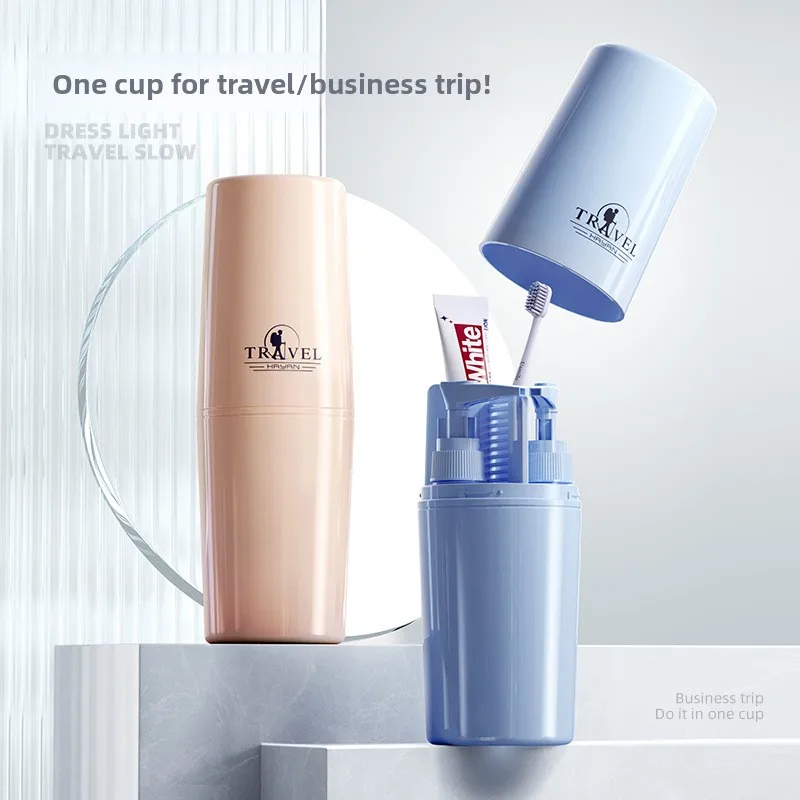 Haiying Travel Wash Cup Outdoor Portable Toothbrush Box Mouthwash Cup Creative Travel Standing Wash Set Toothbrush Cup