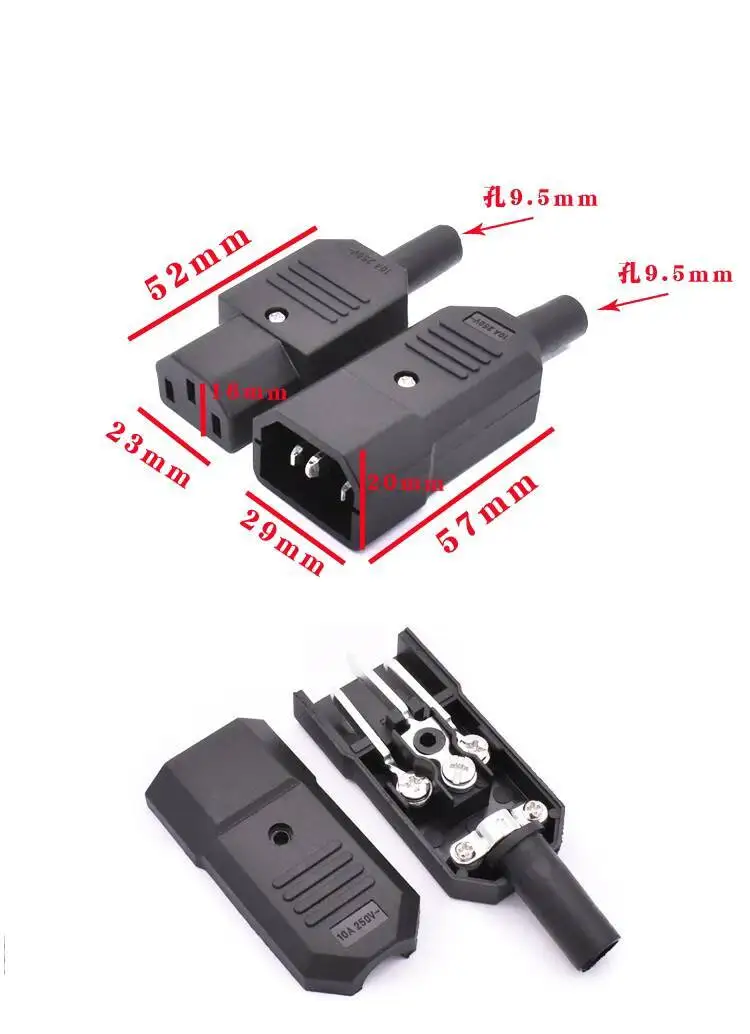 1~2 Stück Dreipoliges Stromkabel AC-013/5 Steckverbinder für Reiskocher und Elektrofahrzeug-Ladegeräte, männlich-weiblich, Kupfer – Detail 1