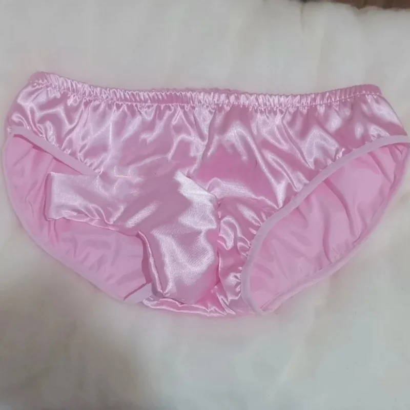

Сексуальные костюмы ручной работы, мужские розовые мягкие шелковые трусы-футляры с низкой талией, шелковистые на ощупь трусики BF, частная вечеринка, фетиш-клуб