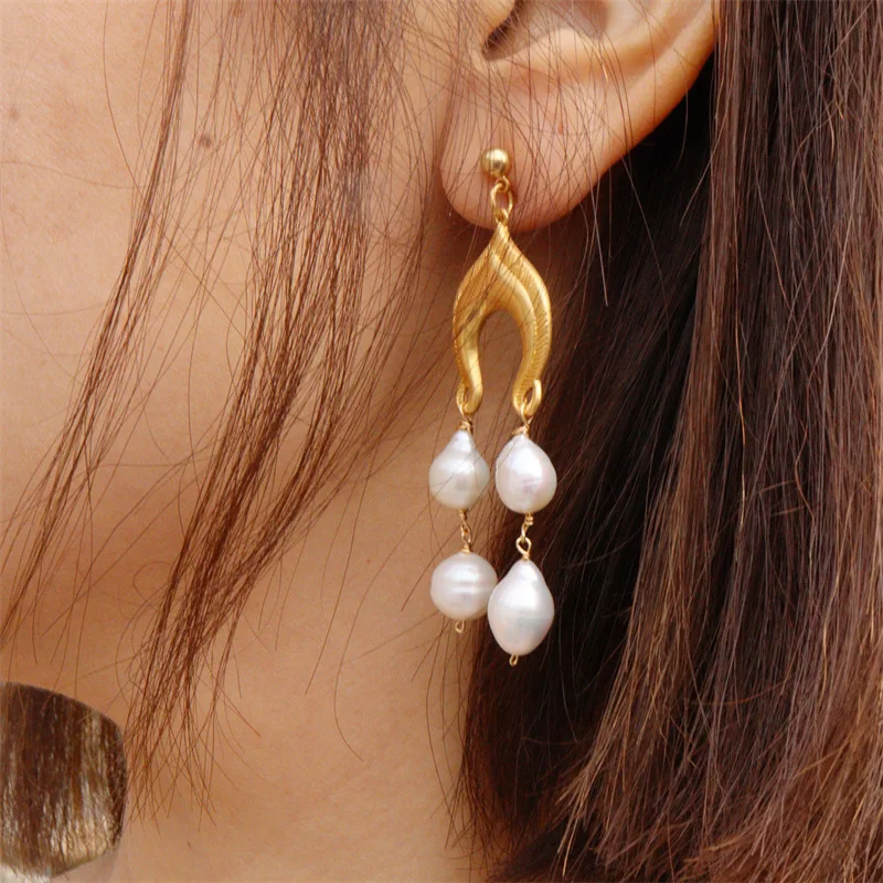 

New Niche Design Natural Baroque Pearl Tassels Earrings for Women Daily Wearrings Jewelry Luxury Valentines Day Earrings