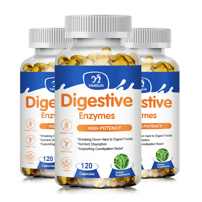 Yimiduk-Enzymes Digestives Probiotiques pour la Santé Gut et les Instituts de Ballonnement, Capsules d'Enzymes Digestives Probiotiques