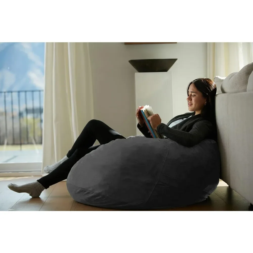 Dormitory Sofa Bag Beanbag Chair - Plush, with Micro Cover - Foam Filled Furniture and Dormitory Accessories 3 Feet